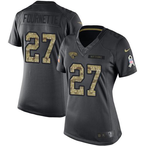 Nike Jaguars #27 Leonard Fournette Black Women's Stitched NFL Limited 2016 Salute to Service Jersey Nike Jaguars #27 Leonard Fournette Black Women's Stitched NFL Limited 2016 Salute to Service Jersey