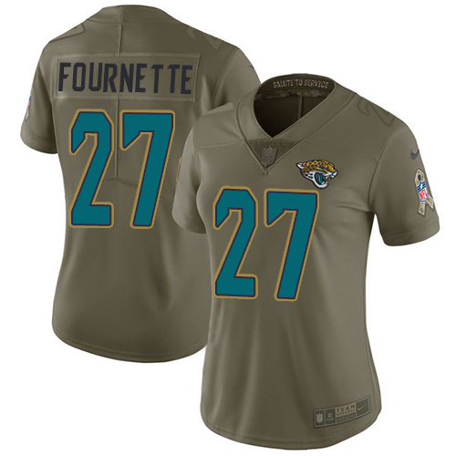 Nike Jaguars #27 Leonard Fournette Olive Women's Stitched NFL Limited 2017 Salute to Service Jersey Nike Jaguars #27 Leonard Fournette Olive Women's Stitched NFL Limited 2017 Salute to Service Jersey
