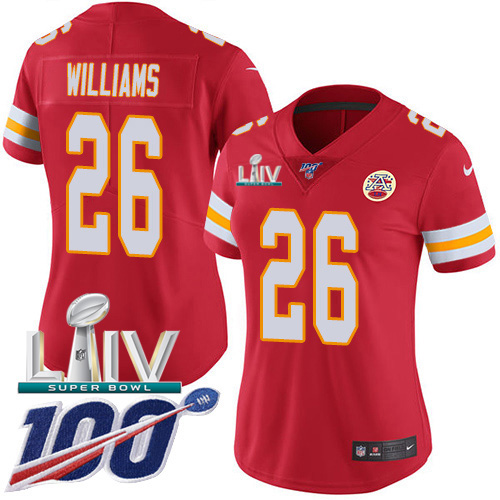 Nike Chiefs #26 Damien Williams Red Super Bowl LIV 2020 Team Color Women's Stitched NFL 100th Season Vapor Untouchable Limited Jersey Nike Chiefs #26 Damien Williams Red Super Bowl LIV 2020 Team Color Women's Stitched NFL 100th Season Vapor Untouchable Limited Jersey