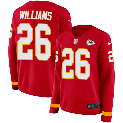 Nike Chiefs #26 Damien Williams Red Team Color Women's Stitched NFL Limited Therma Long Sleeve Jersey Nike Chiefs #26 Damien Williams Red Team Color Women's Stitched NFL Limited Therma Long Sleeve Jersey