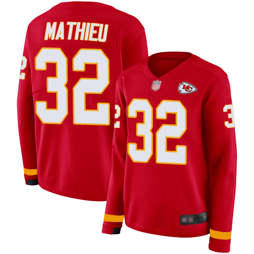 Nike Chiefs #32 Tyrann Mathieu Red Team Color Women's Stitched NFL Limited Therma Long Sleeve Jersey Nike Chiefs #32 Tyrann Mathieu Red Team Color Women's Stitched NFL Limited Therma Long Sleeve Jersey