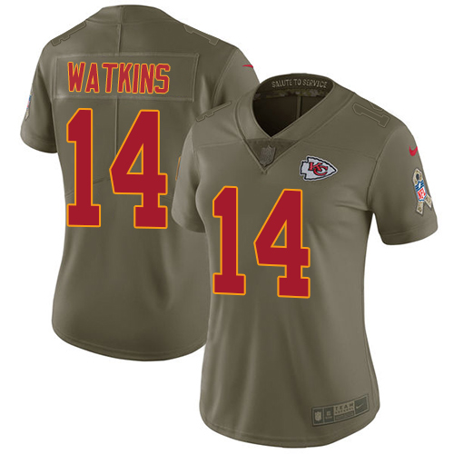 Nike Chiefs #14 Sammy Watkins Olive Women's Stitched NFL Limited 2017 Salute to Service Jersey Nike Chiefs #14 Sammy Watkins Olive Women's Stitched NFL Limited 2017 Salute to Service Jersey