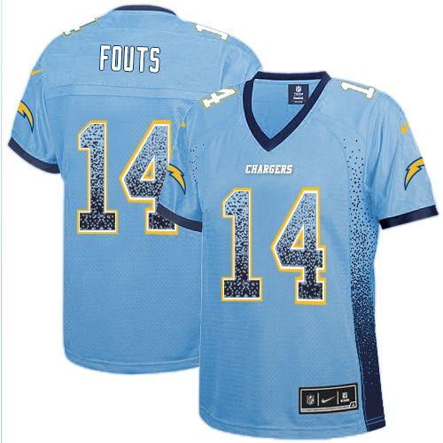 Nike Chargers #14 Dan Fouts Electric Blue Alternate Women's Stitched NFL Elite Drift Fashion Jersey Nike Chargers #14 Dan Fouts Electric Blue Alternate Women's Stitched NFL Elite Drift Fashion Jersey