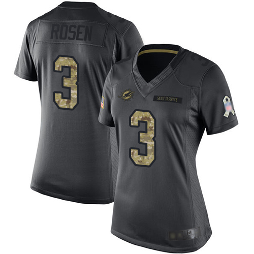 Nike Dolphins #3 Josh Rosen Black Women's Stitched NFL Limited 2016 Salute to Service Jersey Nike Dolphins #3 Josh Rosen Black Women's Stitched NFL Limited 2016 Salute to Service Jersey