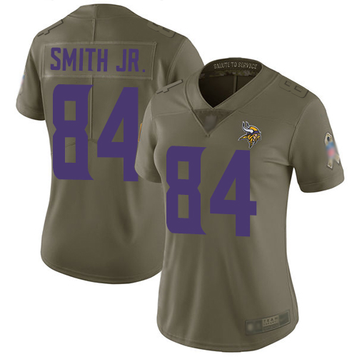 Nike Vikings #84 Irv Smith Jr. Olive Women's Stitched NFL Limited 2017 Salute to Service Jersey Nike Vikings #84 Irv Smith Jr. Olive Women's Stitched NFL Limited 2017 Salute to Service Jersey