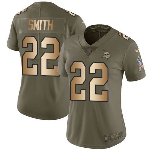 Nike Vikings #22 Harrison Smith Olive/Gold Women's Stitched NFL Limited 2017 Salute to Service Jersey Nike Vikings #22 Harrison Smith Olive/Gold Women's Stitched NFL Limited 2017 Salute to Service Jersey