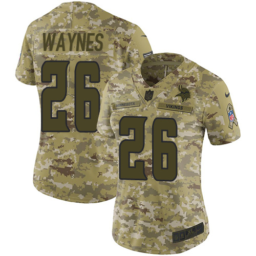 Nike Vikings #26 Trae Waynes Camo Women's Stitched NFL Limited 2018 Salute to Service Jersey Nike Vikings #26 Trae Waynes Camo Women's Stitched NFL Limited 2018 Salute to Service Jersey
