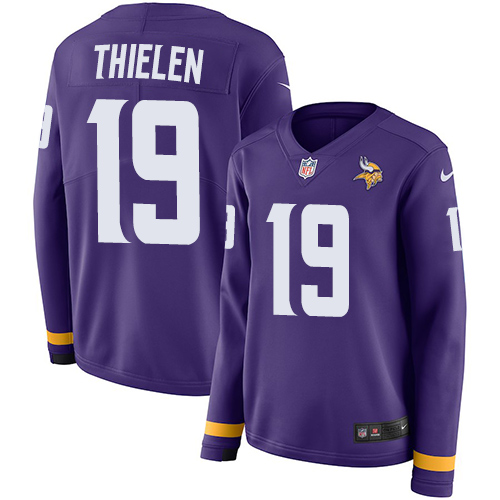 Nike Vikings #19 Adam Thielen Purple Team Color Women's Stitched NFL Limited Therma Long Sleeve Jersey Nike Vikings #19 Adam Thielen Purple Team Color Women's Stitched NFL Limited Therma Long Sleeve Jersey