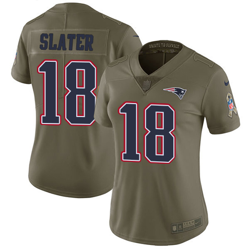 Nike Patriots #18 Matt Slater Olive Women's Stitched NFL Limited 2017 Salute to Service Jersey Nike Patriots #18 Matt Slater Olive Women's Stitched NFL Limited 2017 Salute to Service Jersey