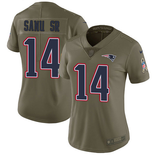 Nike Patriots #14 Mohamed Sanu Sr Olive Women's Stitched NFL Limited 2017 Salute to Service Jersey Nike Patriots #14 Mohamed Sanu Sr Olive Women's Stitched NFL Limited 2017 Salute to Service Jersey