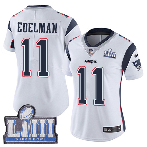 Nike Patriots #11 Julian Edelman White Super Bowl LIII Bound Women's Stitched NFL Vapor Untouchable Limited Jersey Nike Patriots #11 Julian Edelman White Super Bowl LIII Bound Women's Stitched NFL Vapor Untouchable Limited Jersey