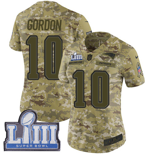 Nike Patriots #10 Josh Gordon Camo Super Bowl LIII Bound Women's Stitched NFL Limited 2018 Salute to Service Jersey Nike Patriots #10 Josh Gordon Camo Super Bowl LIII Bound Women's Stitched NFL Limited 2018 Salute to Service Jersey