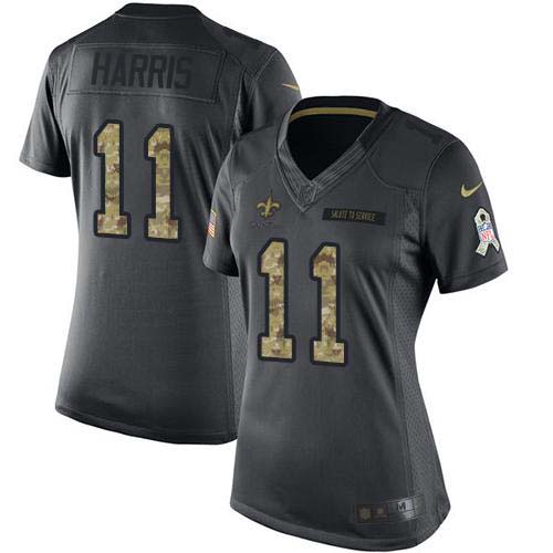 Nike Saints #11 Deonte Harris Black Women's Stitched NFL Limited 2016 Salute to Service Jersey Nike Saints #11 Deonte Harris Black Women's Stitched NFL Limited 2016 Salute to Service Jersey
