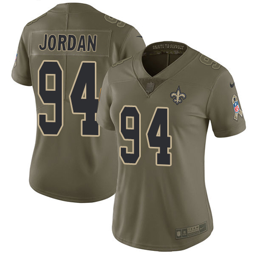 Nike Saints #94 Cameron Jordan Olive Women's Stitched NFL Limited 2017 Salute to Service Jersey Nike Saints #94 Cameron Jordan Olive Women's Stitched NFL Limited 2017 Salute to Service Jersey