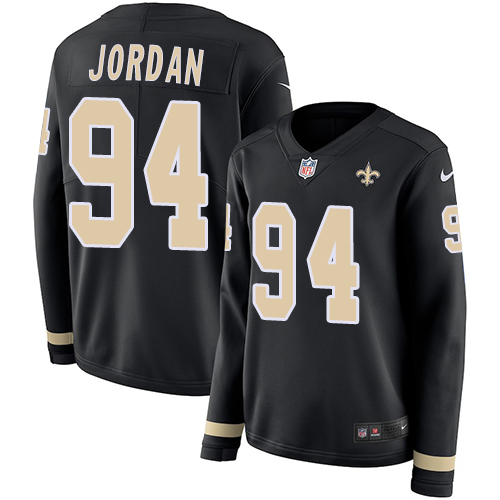 Nike Saints #94 Cameron Jordan Black Team Color Women's Stitched NFL Limited Therma Long Sleeve Jersey Nike Saints #94 Cameron Jordan Black Team Color Women's Stitched NFL Limited Therma Long Sleeve Jersey