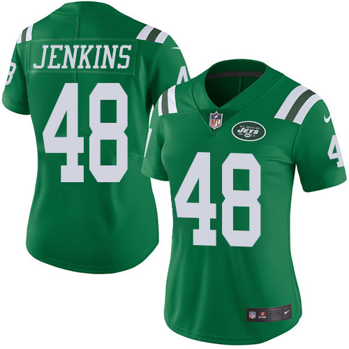 Nike Jets #48 Jordan Jenkins Green Women's Stitched NFL Limited Rush Jersey