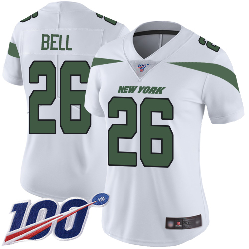 Nike Jets #26 Le'Veon Bell White Women's Stitched NFL 100th Season Vapor Limited Jersey Nike Jets #26 Le'Veon Bell White Women's Stitched NFL 100th Season Vapor Limited Jersey