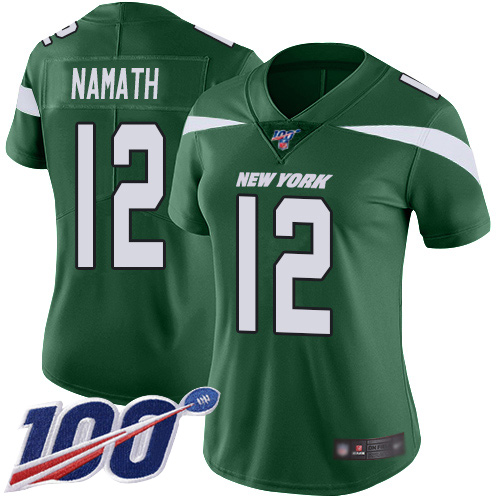 Nike Jets #12 Joe Namath Green Team Color Women's Stitched NFL 100th Season Vapor Limited Jersey Nike Jets #12 Joe Namath Green Team Color Women's Stitched NFL 100th Season Vapor Limited Jersey
