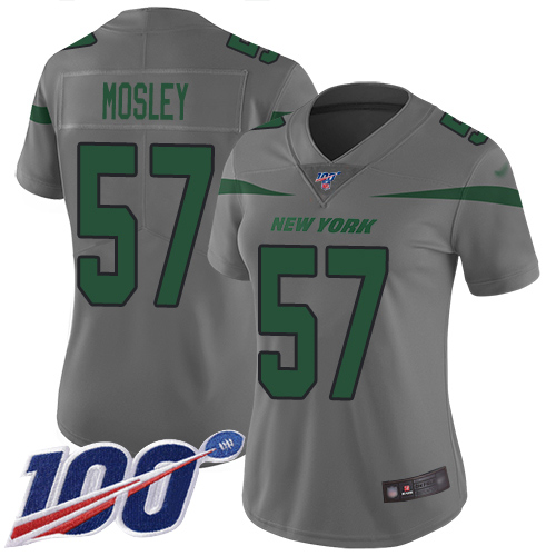 Nike Jets #57 C.J. Mosley Gray Women's Stitched NFL Limited Inverted Legend 100th Season Jersey Nike Jets #57 C.J. Mosley Gray Women's Stitched NFL Limited Inverted Legend 100th Season Jersey