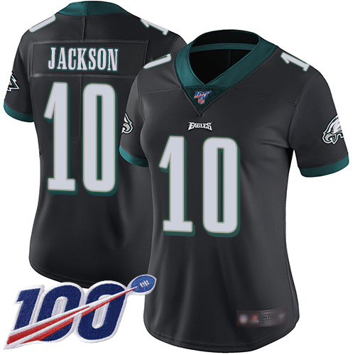 Nike Eagles #10 DeSean Jackson Black Alternate Women's Stitched NFL 100th Season Vapor Limited Jersey Nike Eagles #10 DeSean Jackson Black Alternate Women's Stitched NFL 100th Season Vapor Limited Jersey