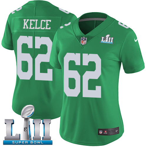 Nike Eagles #62 Jason Kelce Green Super Bowl LII Women's Stitched NFL Limited Rush Jersey Nike Eagles #62 Jason Kelce Green Super Bowl LII Women's Stitched NFL Limited Rush Jersey