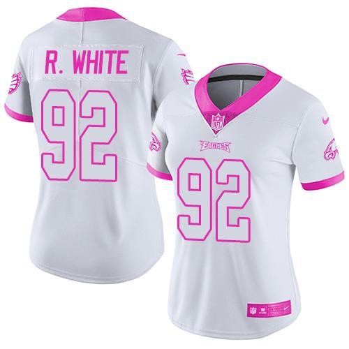 Nike Eagles #92 Reggie White White/Pink Women's Stitched NFL Limited Rush Fashion Jersey Nike Eagles #92 Reggie White White/Pink Women's Stitched NFL Limited Rush Fashion Jersey