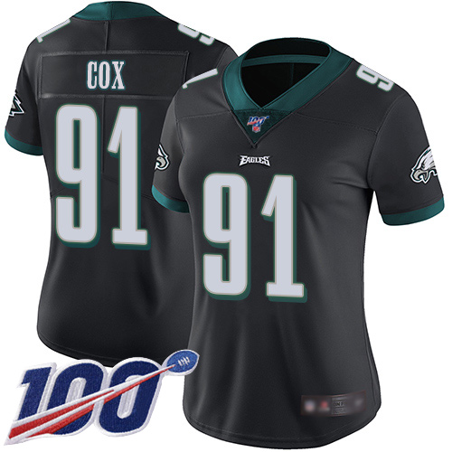 Nike Eagles #91 Fletcher Cox Black Alternate Women's Stitched NFL 100th Season Vapor Limited Jersey Nike Eagles #91 Fletcher Cox Black Alternate Women's Stitched NFL 100th Season Vapor Limited Jersey