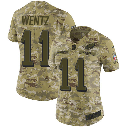 Nike Eagles #11 Carson Wentz Camo Women's Stitched NFL Limited 2018 Salute to Service Jersey Nike Eagles #11 Carson Wentz Camo Women's Stitched NFL Limited 2018 Salute to Service Jersey