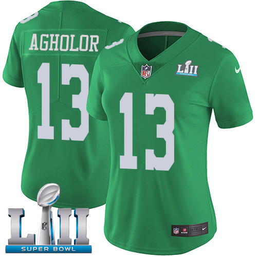 Nike Eagles #13 Nelson Agholor Green Super Bowl LII Women's Stitched NFL Limited Rush Jersey Nike Eagles #13 Nelson Agholor Green Super Bowl LII Women's Stitched NFL Limited Rush Jersey