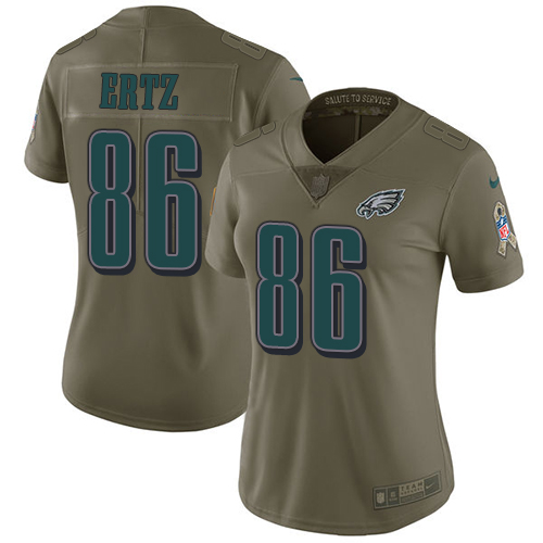 Nike Eagles #86 Zach Ertz Olive Women's Stitched NFL Limited 2017 Salute to Service Jersey Nike Eagles #86 Zach Ertz Olive Women's Stitched NFL Limited 2017 Salute to Service Jersey