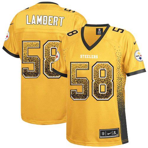 Nike Steelers #58 Jack Lambert Gold Women's Stitched NFL Elite Drift Fashion Jersey Nike Steelers #58 Jack Lambert Gold Women's Stitched NFL Elite Drift Fashion Jersey