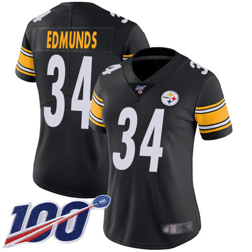 Nike Steelers #34 Terrell Edmunds Black Team Color Women's Stitched NFL 100th Season Vapor Limited Jersey Nike Steelers #34 Terrell Edmunds Black Team Color Women's Stitched NFL 100th Season Vapor Limited Jersey