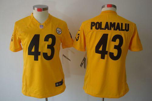 Nike Steelers #43 Troy Polamalu Gold Women's Stitched NFL Limited Jersey Nike Steelers #43 Troy Polamalu Gold Women's Stitched NFL Limited Jersey