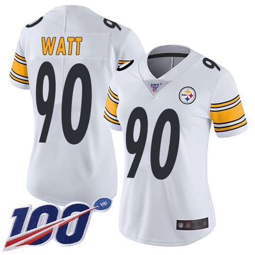 Nike Steelers #90 T. J. Watt White Women's Stitched NFL 100th Season Vapor Limited Jersey Nike Steelers #90 T. J. Watt White Women's Stitched NFL 100th Season Vapor Limited Jersey