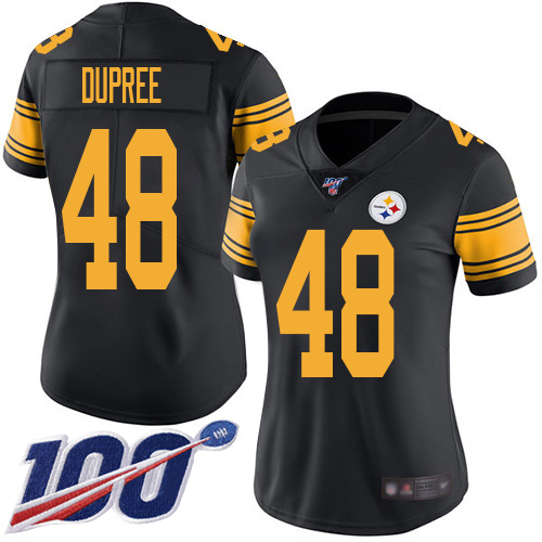 Nike Steelers #48 Bud Dupree Black Women's Stitched NFL Limited Rush 100th Season Jersey Nike Steelers #48 Bud Dupree Black Women's Stitched NFL Limited Rush 100th Season Jersey