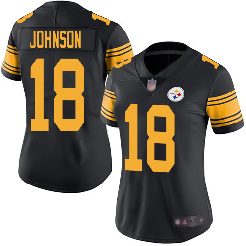 Nike Steelers #18 Diontae Johnson Black Women's Stitched NFL Limited Rush Jersey Nike Steelers #18 Diontae Johnson Black Women's Stitched NFL Limited Rush Jersey