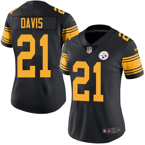 Nike Steelers #21 Sean Davis Black Women's Stitched NFL Limited Rush Jersey Nike Steelers #21 Sean Davis Black Women's Stitched NFL Limited Rush Jersey