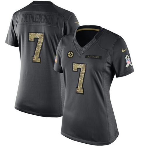 Nike Steelers #7 Ben Roethlisberger Black Women's Stitched NFL Limited 2016 Salute to Service Jersey Nike Steelers #7 Ben Roethlisberger Black Women's Stitched NFL Limited 2016 Salute to Service Jersey