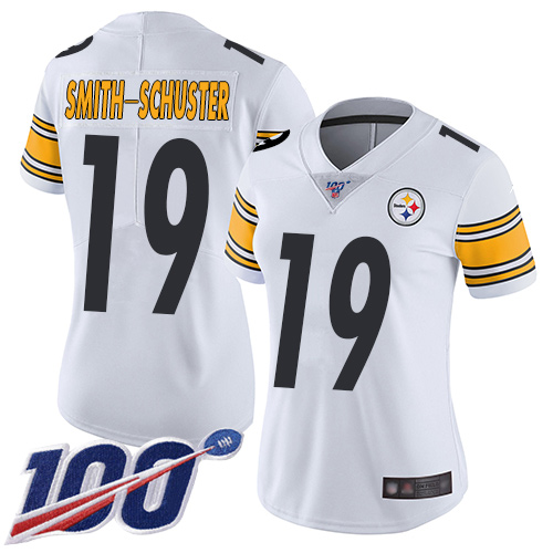 Nike Steelers #19 JuJu Smith-Schuster White Women's Stitched NFL 100th Season Vapor Limited Jersey Nike Steelers #19 JuJu Smith-Schuster White Women's Stitched NFL 100th Season Vapor Limited Jersey