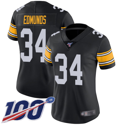 Nike Steelers #34 Terrell Edmunds Black Alternate Women's Stitched NFL 100th Season Vapor Limited Jersey Nike Steelers #34 Terrell Edmunds Black Alternate Women's Stitched NFL 100th Season Vapor Limited Jersey