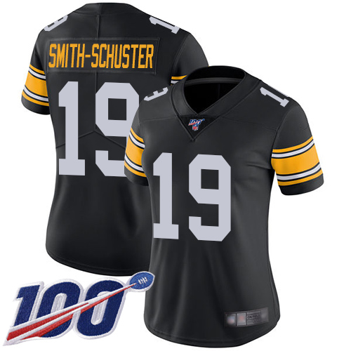 Nike Steelers #19 JuJu Smith-Schuster Black Alternate Women's Stitched NFL 100th Season Vapor Limited Jersey Nike Steelers #19 JuJu Smith-Schuster Black Alternate Women's Stitched NFL 100th Season Vapor Limited Jersey
