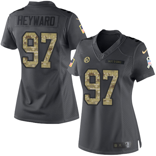 Nike Steelers #97 Cameron Heyward Black Women's Stitched NFL Limited 2016 Salute to Service Jersey Nike Steelers #97 Cameron Heyward Black Women's Stitched NFL Limited 2016 Salute to Service Jersey