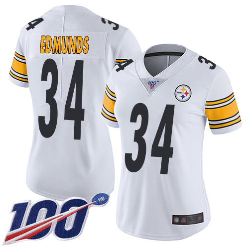 Nike Steelers #34 Terrell Edmunds White Women's Stitched NFL 100th Season Vapor Limited Jersey Nike Steelers #34 Terrell Edmunds White Women's Stitched NFL 100th Season Vapor Limited Jersey