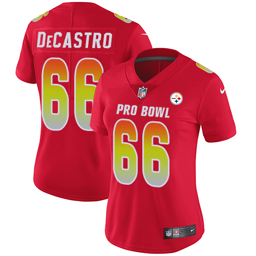 Nike Steelers #66 David DeCastro Red Women's Stitched NFL Limited AFC 2019 Pro Bowl Jersey Nike Steelers #66 David DeCastro Red Women's Stitched NFL Limited AFC 2019 Pro Bowl Jersey