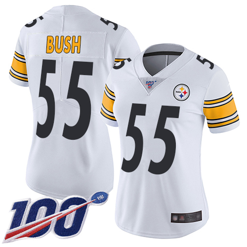 Nike Steelers #55 Devin Bush White Women's Stitched NFL 100th Season Vapor Limited Jersey Nike Steelers #55 Devin Bush White Women's Stitched NFL 100th Season Vapor Limited Jersey
