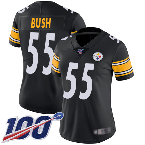 Nike Steelers #55 Devin Bush Black Team Color Women's Stitched NFL 100th Season Vapor Limited Jersey Nike Steelers #55 Devin Bush Black Team Color Women's Stitched NFL 100th Season Vapor Limited Jersey