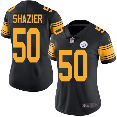 Nike Steelers #50 Ryan Shazier Black Women's Stitched NFL Limited Rush Jersey Nike Steelers #50 Ryan Shazier Black Women's Stitched NFL Limited Rush Jersey