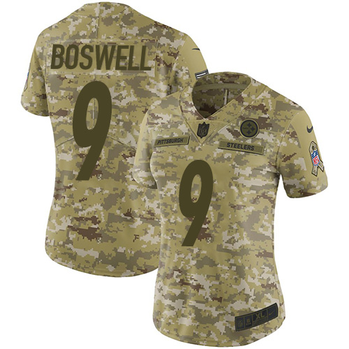 Nike Steelers #9 Chris Boswell Camo Women's Stitched NFL Limited 2018 Salute to Service Jersey Nike Steelers #9 Chris Boswell Camo Women's Stitched NFL Limited 2018 Salute to Service Jersey