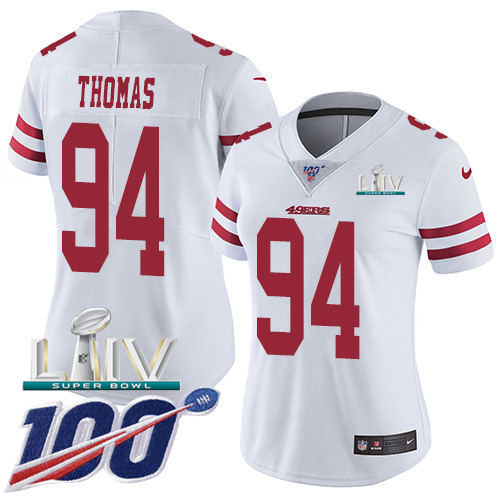 Nike 49ers #94 Solomon Thomas White Super Bowl LIV 2020 Women's Stitched NFL 100th Season Vapor Limited Jersey Nike 49ers #94 Solomon Thomas White Super Bowl LIV 2020 Women's Stitched NFL 100th Season Vapor Limited Jersey