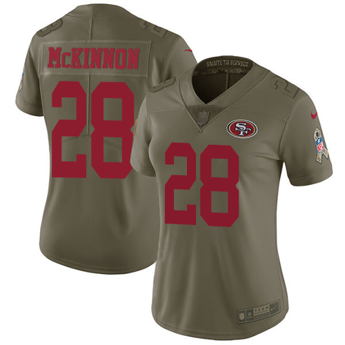 Nike 49ers #28 Jerick McKinnon Olive Women's Stitched NFL Limited 2017 Salute to Service Jersey Nike 49ers #28 Jerick McKinnon Olive Women's Stitched NFL Limited 2017 Salute to Service Jersey